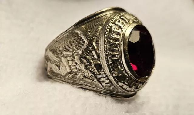 WW2 US Army Ring by TAYLOR MAID 925 Sterling Silver Antique Art Deco Size 10