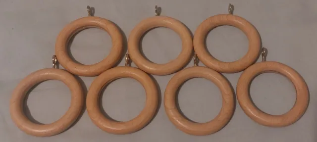 Solid Wooden Curtain Rings - 9 Colours, 4 Sizes - real wood curtain pole  rings