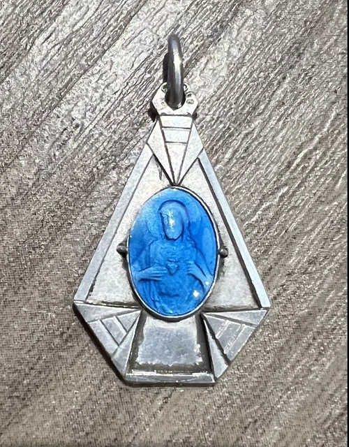 Médaille Religieuse émaillée Vintage – Occasion En Laiton & Cuir (référence Lbb0351)