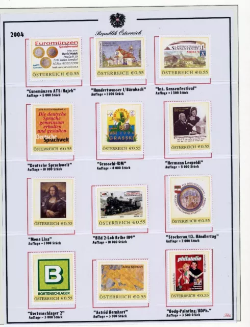 Österreich Lot personalisierte Briefmarken aus 2004 postfrisch siehe Bilder
