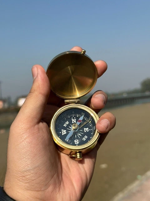 Ancienne boussole nautique militaire WWII laiton vintage boussole de