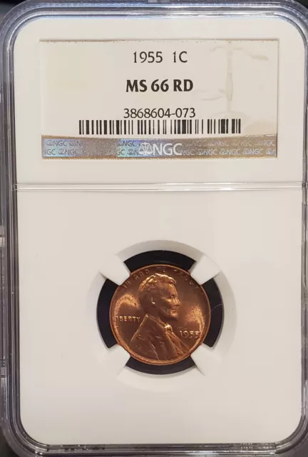 1955 P  Lincoln Head Cent  NGC  MS66 RD   Tougher Date Red Wheatie