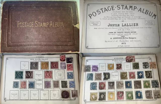 [054] Postage Stamp Album by Justin Lallier (1872) 450+