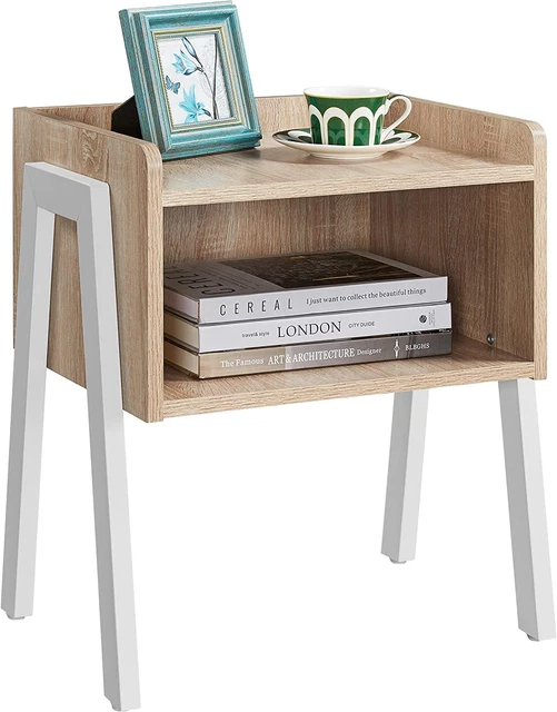 Tavolino da letto Yaheetech, tavolino impilabile con ripostiglio aperto, loo in legno 2 livelli