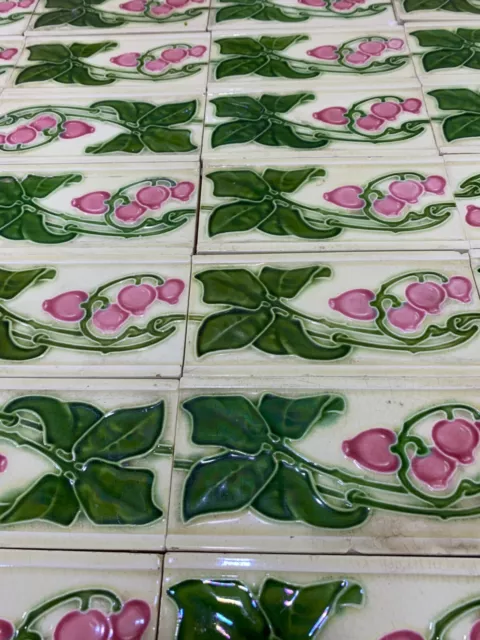 Tiles Rare Antique Vintage Architecture 6x3 inch Backsplash Art Deco England 9