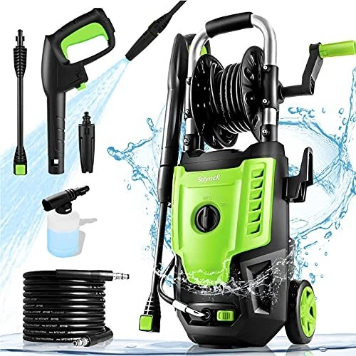 Electric Pressure Washer with Hose Reel - Suyncll 2.5-GPM Power Washer 1800W ...