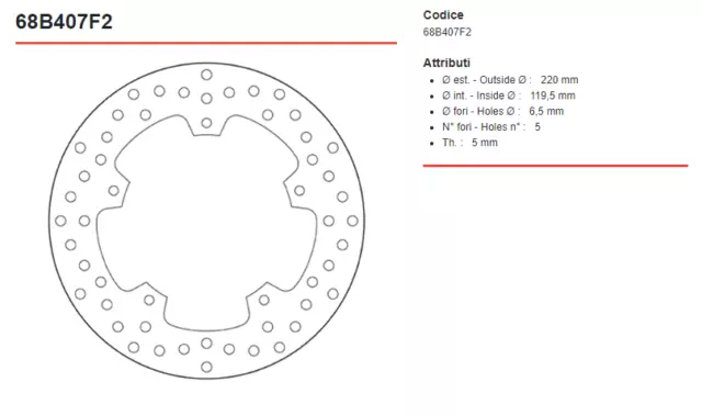 Disco Freno Posteriore Brembo Serie Oro Fisso Bmw 1000 S 1000 R (K63) 2021 2022 3