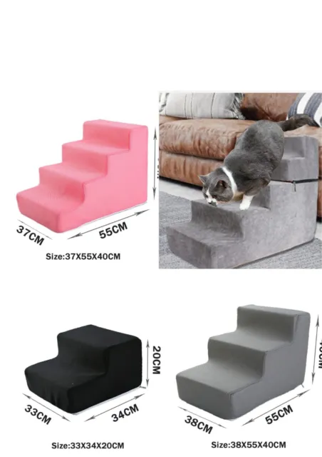 Pet Stairs 2/3/4 Tier Non-slip Steps Dog Cat Puppy High Density Foam Step Ramp