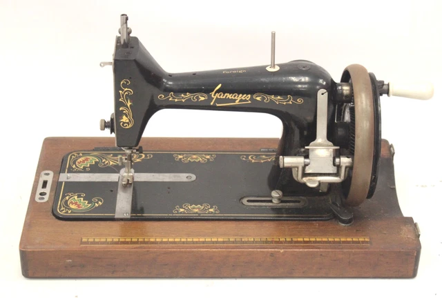 VINTAGE GAMAGES HAND-CRANK Manual Portable Sewing Machine with Carry ...
