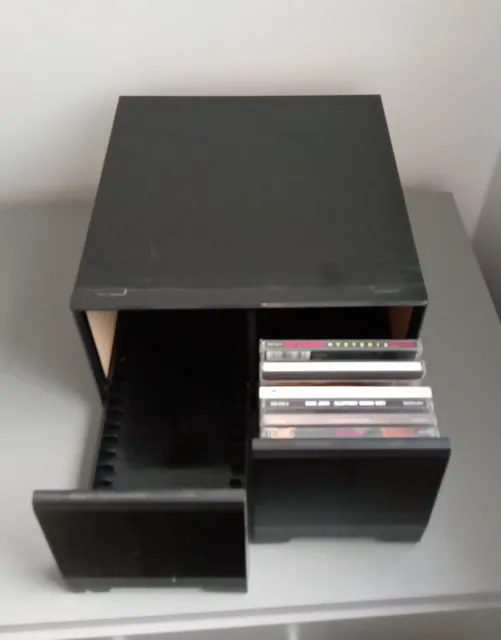 Cajones vintage retro negro ceniza con capacidad para 40 CD