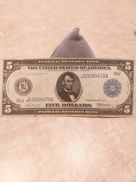 Series of 1914 $5 Five Dollar Federal Reserve Note - Blue Seal