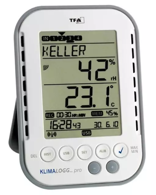 TFA 30.3039 Klimalogg Pro registrador de datos climatizado digital higrómetro termómetro PC
