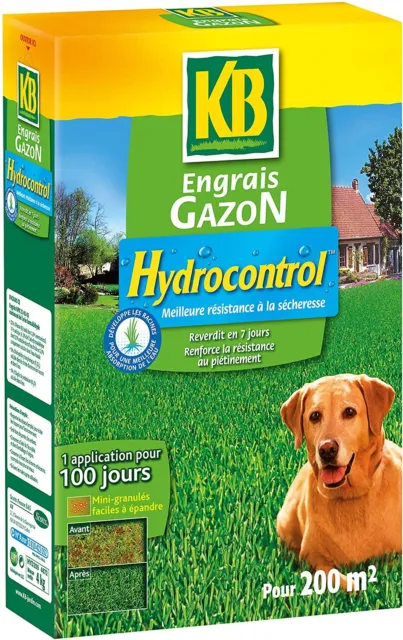 Engrais Gazon Hydrocontrol 200 m² pelouse bien verte épaisse et resistante
