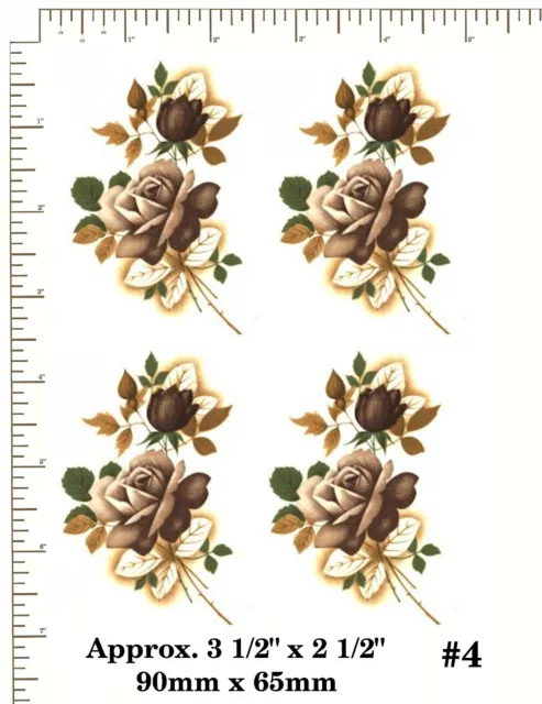 Ceramic decals ROSES FLOWERS FLORAL Chocolate Brown VARIATIONS Waterslide  PD630