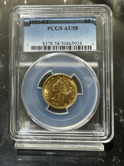 1891-CC $5 Liberty Gold Half Eagle AU 58 PCGS (Carson City)