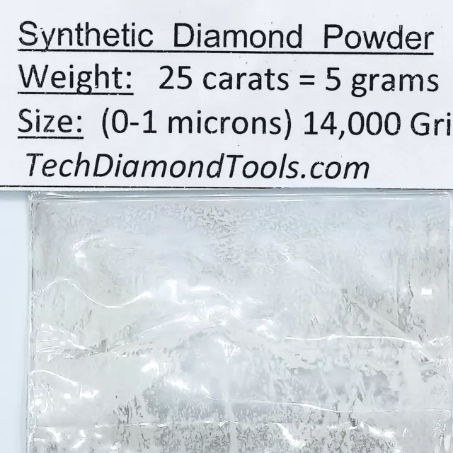 Polishing Lapping Diamond Powder 200.000 to 400 Grit Mesh Weight 25 Carat 5 Gram