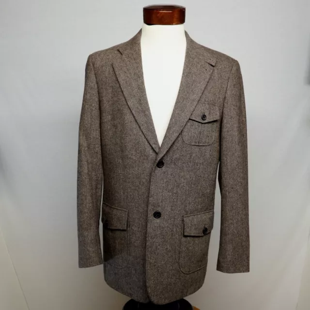 VINTAGE PERRY ELLIS men’s BLAZER, s 40 R, brown sport coat, button pockets