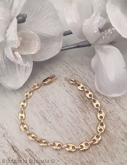 Bracelet Maille Grain De Café 19 CM Plaqué or 18 CARATS 750/1000 Bijoux Femme