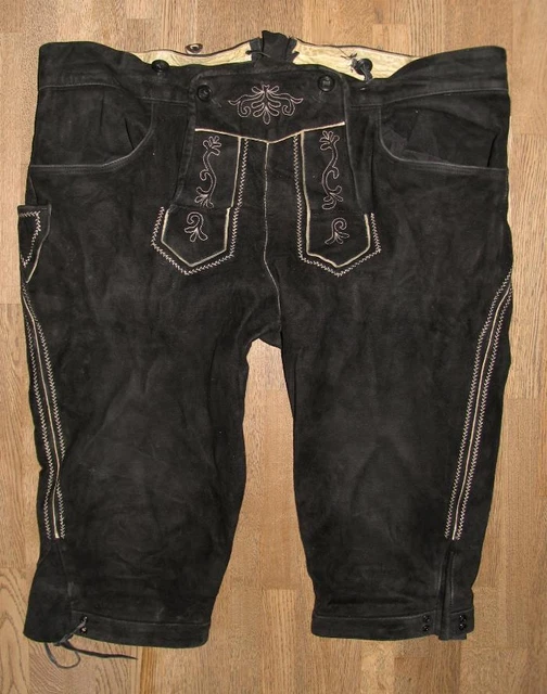 "ALPHORN"" ginocchio uomo - PANTALONI IN PELLE / pantaloni tradizionali neri taglia 28"