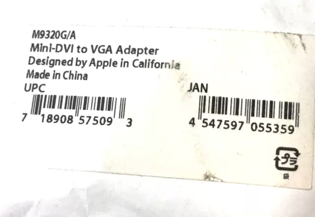 Genuine Apple Mini - DVI to VGA Adapter M9320G/A