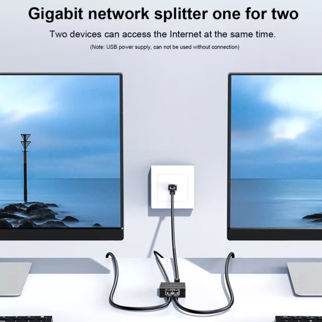 RJ45 Gigabit Ethernet Splitter 1000Mbps LAN Network Internet 1 to 2 Out Adapter 2