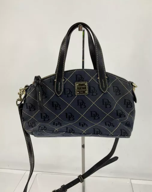 Dooney & Bourke Blue Black Signature Jacquard Leather Crossbody Bag