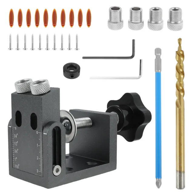 32pcs Pocket Hole Screw Jig Adapter Drill Set Carpenter Hole Punching   FN