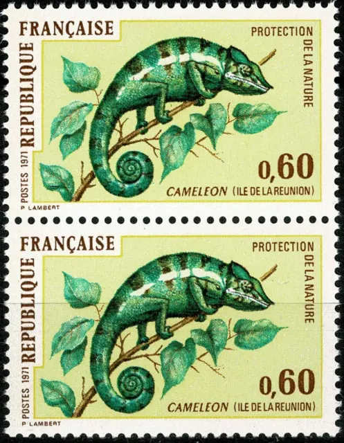 FRANCE 1971 CAMÉLÉONS YT Paire n° 1692 Neuf ★★ luxe / MNH