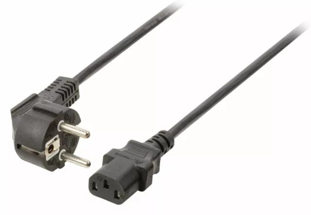 3m Schuko EU Power Cable Angled Schuko Male - IEC-320 C13 Black