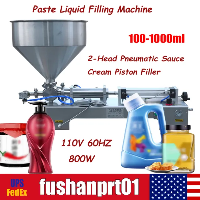 Paste Liquid Filling Machine Double Heads Pneumatic Sauce Cream Piston Filler