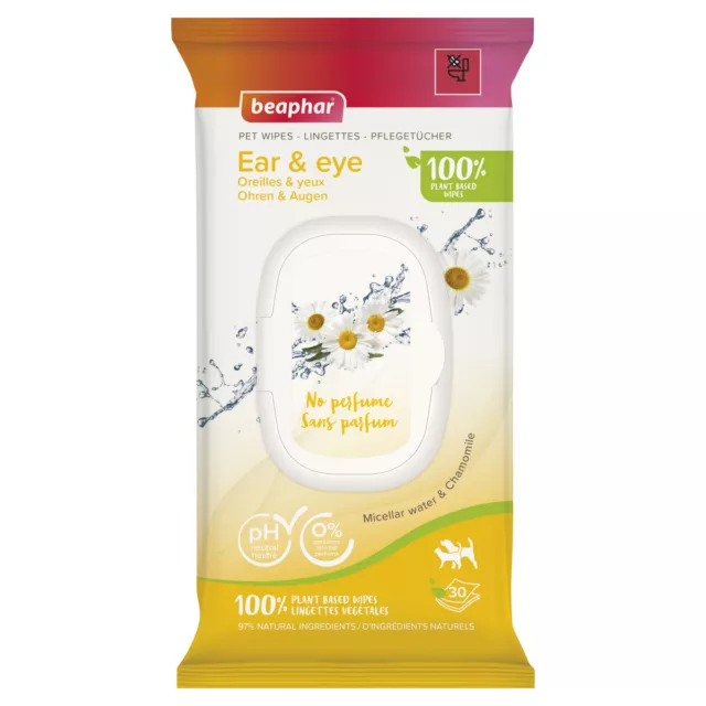 Beaphar Toallitas Orejas&Ojos para Perros - 30 Pieza, Nuevo
