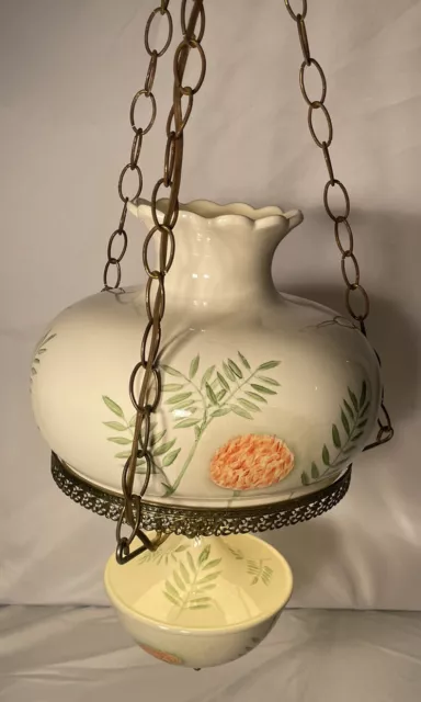 Vintage Ornate Victorian Style Hanging Hurricane Gone With The Wind Lamp Rare