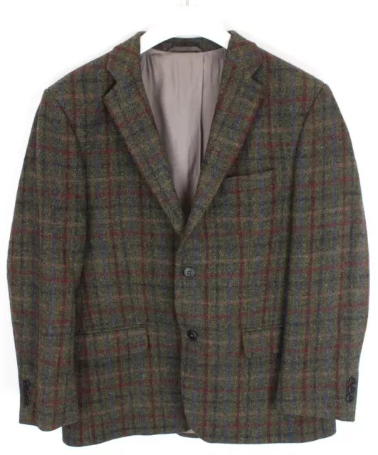 Harris Tweed Giacca Uomo XL Lana Plaid Monopetto Dentellato Bavero