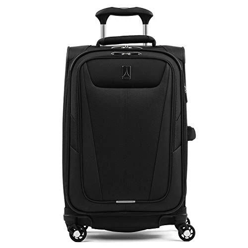 Black 21-Inch Expandable Carry-On Luggage with 4 Spinner Wheels