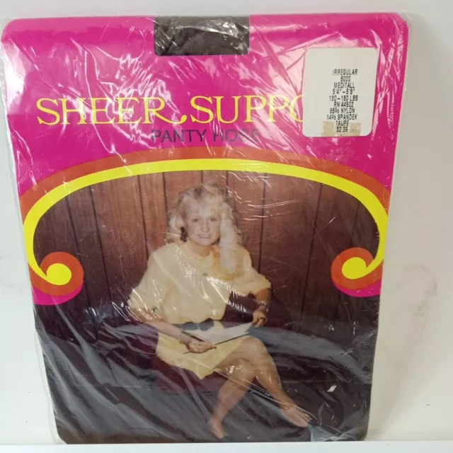 Vintage 1970’s Sheer Support Panty Hose Med/Tall  Taupe