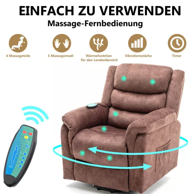 elektrisch Aufstehhilfe Liegefunktion Massagesesel Fernsehsessel Relaxsessel