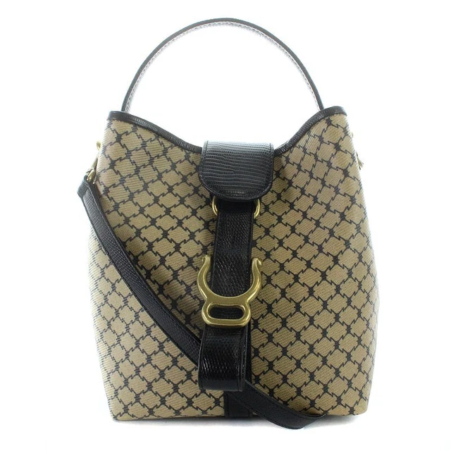 Tofu Roadstone Loadstone Handbag Shoulder Bag 2Way Whole Pattern Leather Beige B