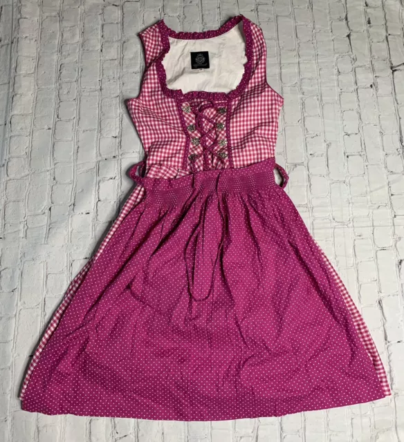 Almenrausch German Bavarian Authentic Dirndl Dress Size 38 Pink Apron Almenrausch German Bavarian Authentic Dirndl Dress Size 38 Pink Apron