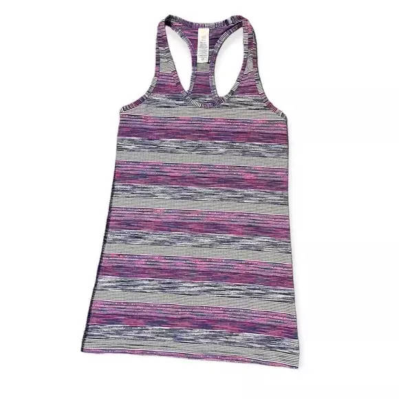 IVIVVA Girls Lululemon Keep Ur Cool Racerback Tank Top Size 12 Purple Striped