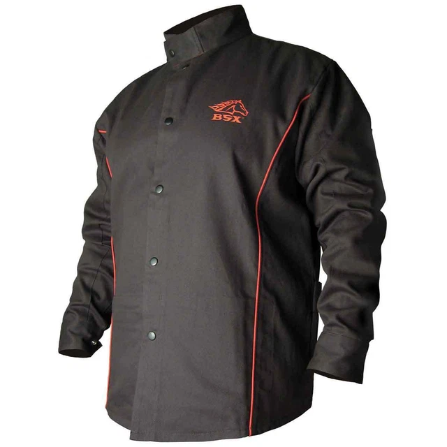 Black Stallion B9C BSX Contoured FR Cotton Welding Jacket Black/Red Medium