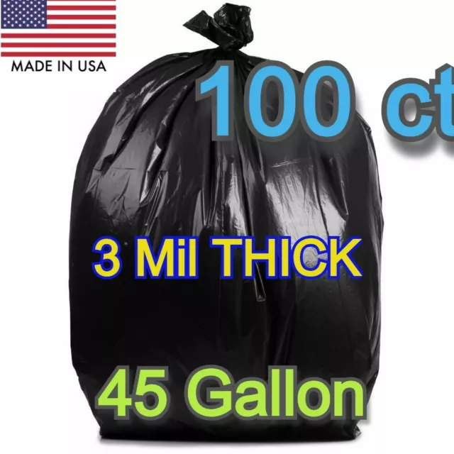45 Gallon Trash Bags 3 MIL 25PCS Large Heavy Duty Garbage Rubbish