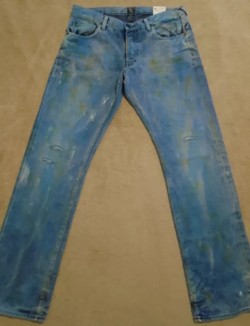 PRPS BARRACUDA Mens Indigo Mud Stains Faded Splattered Dirty Jeans 44 Orig $395+