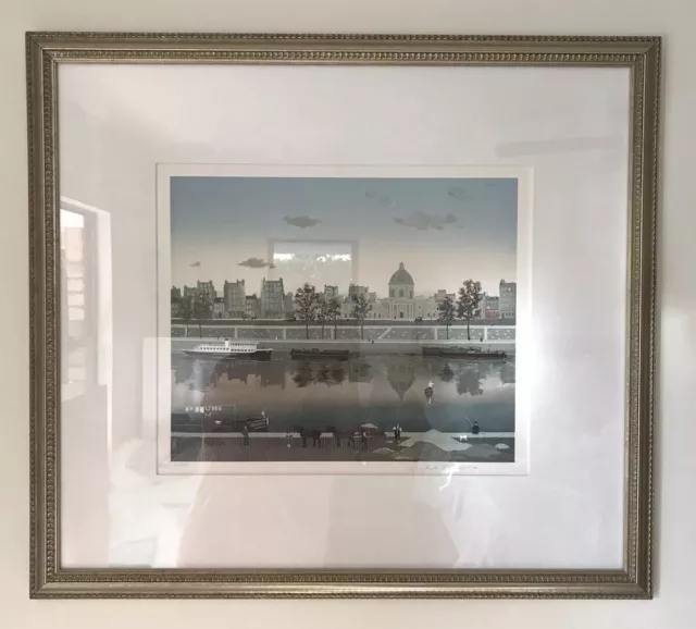 Rare Lithograph "Vue du Quai Conti" - Signed Michel Delacroix - Frame & Matt