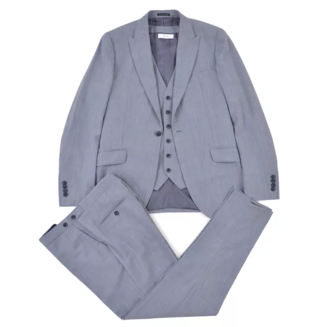 Reiss 3 Piece Light-Blue-Gray Suit Trouser W36 Blazer Men sz EUR 50 - 52 / US 40