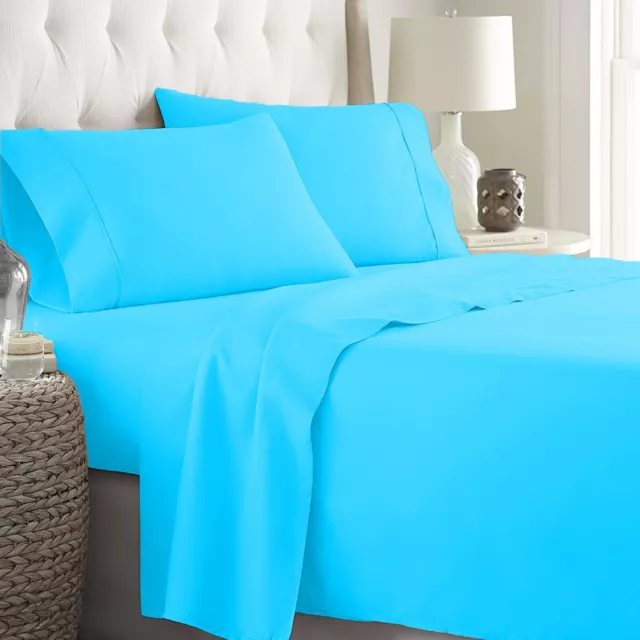 Beautiful Aqua Blue Bed Sheets Solid Extra Deep Pocket 1000-1200 TC 100% Cotton