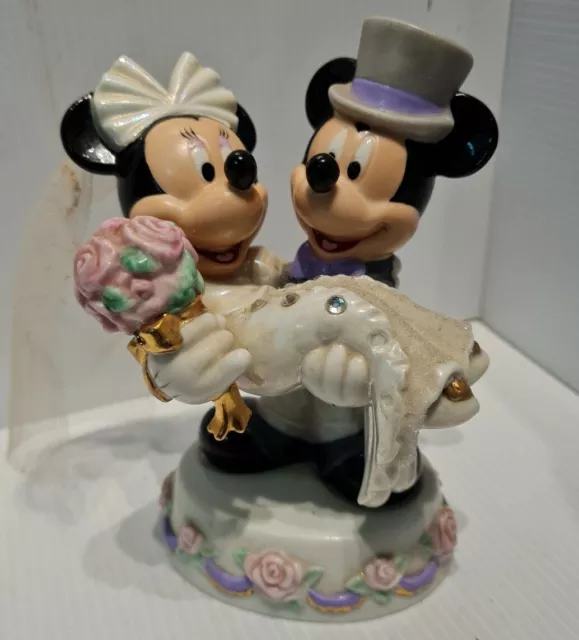 Vintage Disney Mickey & Minnie Mouse ""Just Married"" Ornamentfigur selten