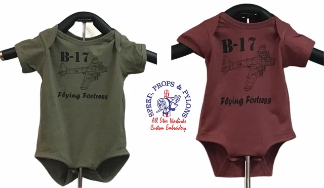 CLEARANCE B-17 Flying Fortress Baby Bodysuit Screen Printed Aircraft Design