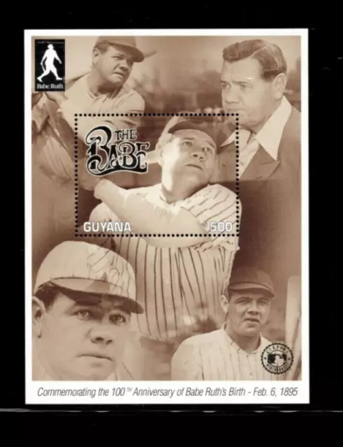 Guyana 1995 - Babe Ruth  - Souvenir Stamp Sheet - Scott#2916 - MNH