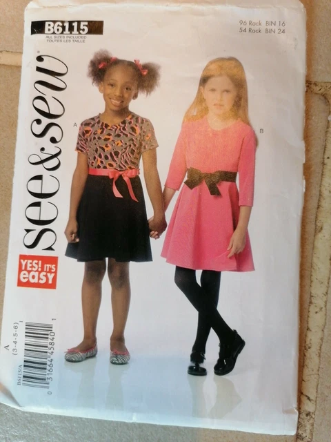 Patron De Couture Butterick 4510 - Robes Pour Fille Taille 7 à 14 Ans (occasion)