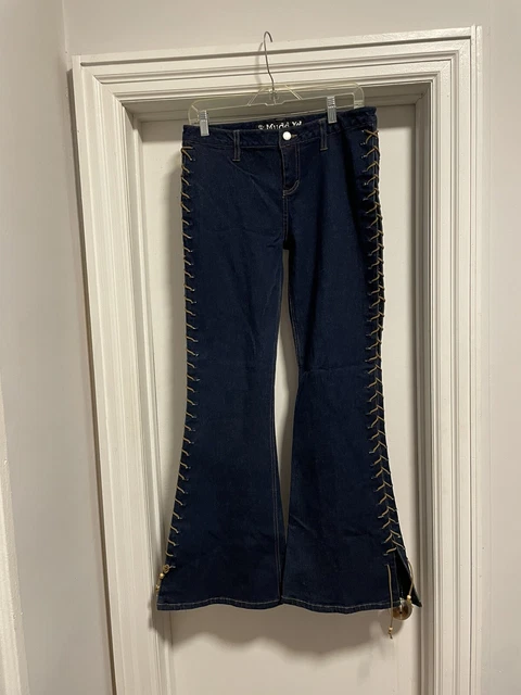 Vintage 90s Y2K MUDD low rise lace up fly flare jeans Size 11